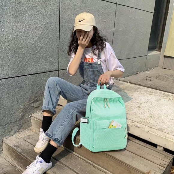 17'' Women Large Lightweight Laptop Casual High Corduroy School Bag - Picture 2 of 8